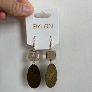Dylan Jewelry Vanessa Earrings Bronze Smokey Crystal Hammered Oval Dangle NWT